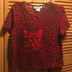 Jessica Howard Animal Print Wool Top